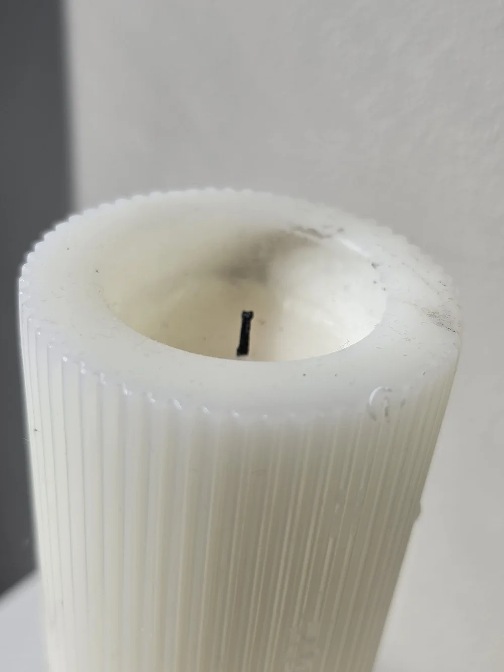 Unscented White Ribbed Pillar Candles - Set Of 3